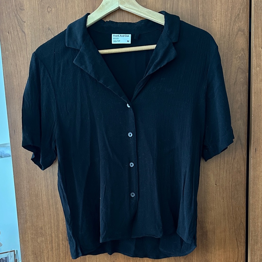 Frank And Oak Black Button-Down Shirt